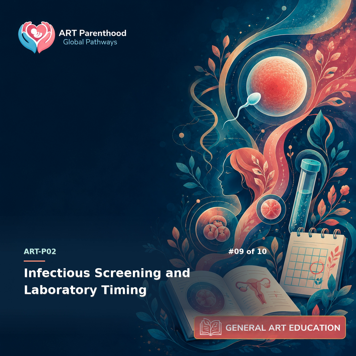 General ART Education education card for ART-LP02-09: Infectious Screening and Laboratory Timing.