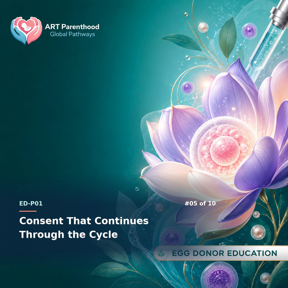 Egg Donors education card for ED-LP01-05: Consent That Continues Through the Cycle.