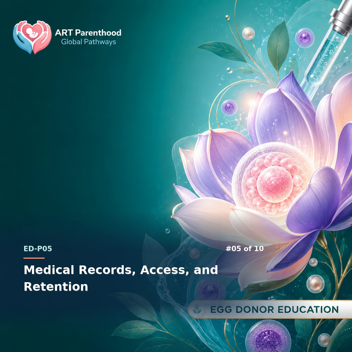 Egg Donors education card for ED-LP05-05: Medical Records, Access, and Retention.